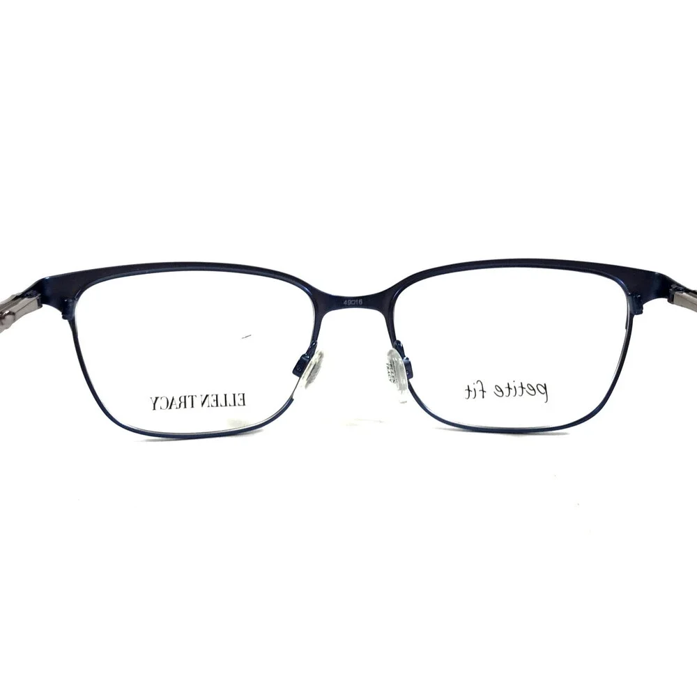 Ellen Tracy Petite Eyeglasses Frames SHIMA NAVY Blue Silver Cat Eye 49-16-125